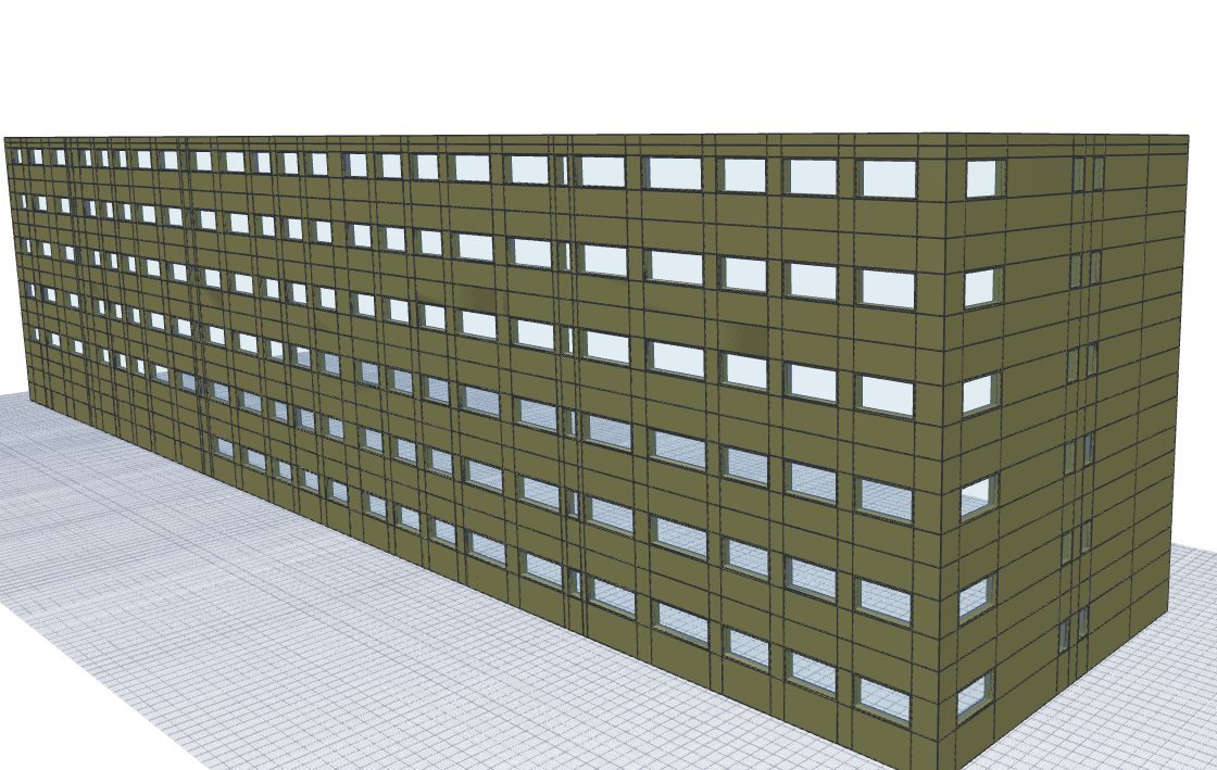 Edificio de viviendas revestido de paneles de fachada ventilada en el 3D de Nexus Clad